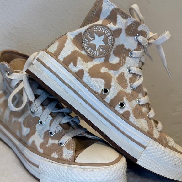 Converse Chuck Taylor All Star Girls Platform Shoes Leopard Print High Top 3.5 - Picture 1 of 10